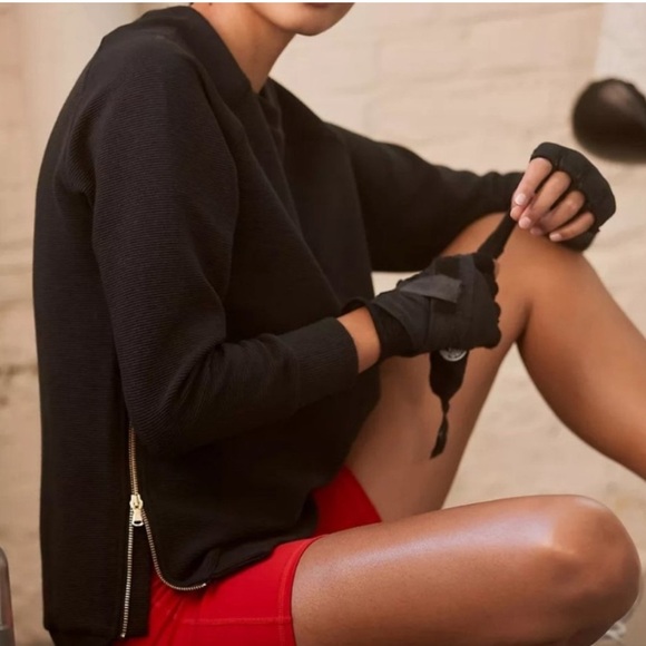 Varley Manning Zip Longline Sweatshirt Size XS Oversized Washed Black Gym 15 - Picture 1 of 10